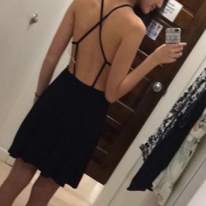 Black Strappy Back Straight Neckline Dress